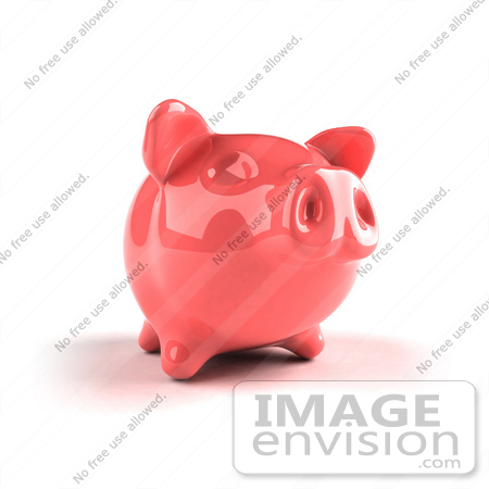 #44287 Royalty-Free (RF) Illustration of a 3d Pink Shiny Piggy Bank - Version 2 by Julos