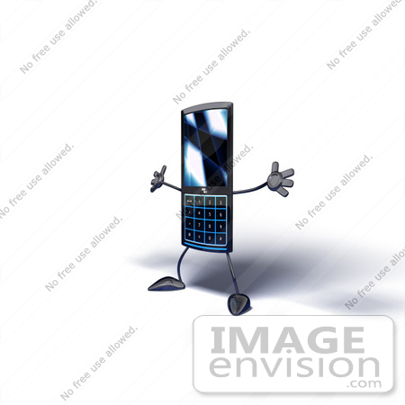 #44312 Royalty-Free (RF) Illustration of a Slim 3d Cellular Phone Mascot Holding Its Arms Out - Version 6 by Julos