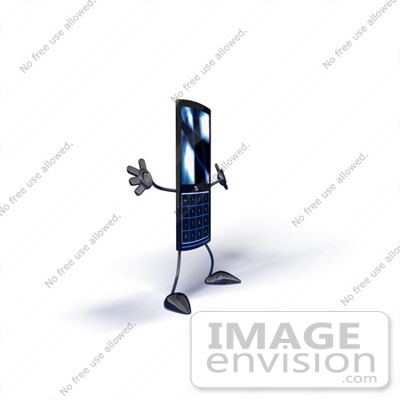 #44314 Royalty-Free (RF) Illustration of a Slim 3d Cellular Phone Mascot Holding Its Arms Out - Version 8 by Julos