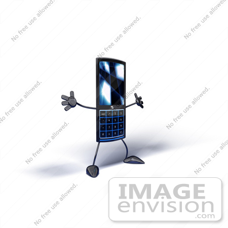 #44315 Royalty-Free (RF) Illustration of a Slim 3d Cellular Phone Mascot Holding Its Arms Out - Version 5 by Julos