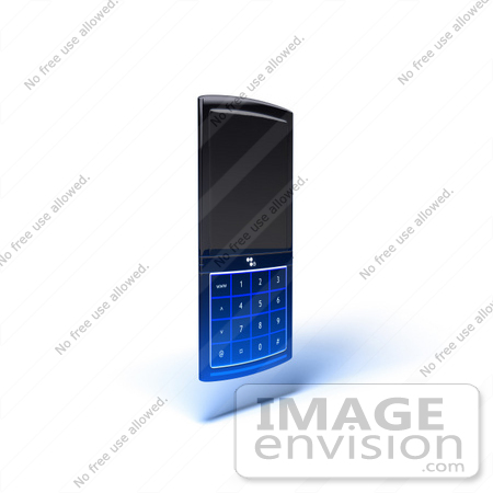 #44317 Royalty-Free (RF) Illustration of a 3d Modern Blue Cellphone - Version 9 by Julos