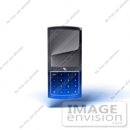 #44318 Royalty-Free (RF) Illustration of a 3d Modern Blue Cellphone - Version 7 by Julos