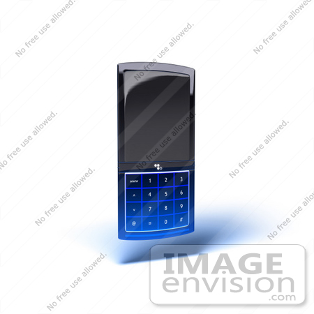 #44319 Royalty-Free (RF) Illustration of a 3d Modern Blue Cellphone - Version 8 by Julos