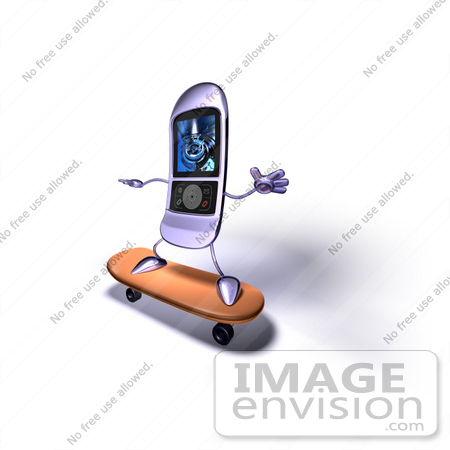 #44320 Royalty-Free (RF) Illustration of a 3d MP3 Player Riding On A Skateboard by Julos