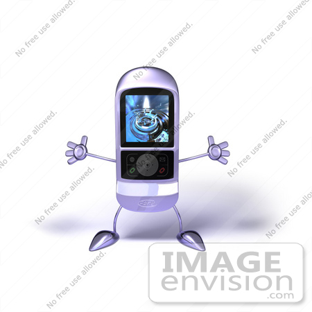 #44327 Royalty-Free (RF) Illustration of a Rounded 3d MP3 Player Holdings Its Arms Out by Julos