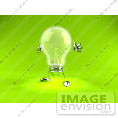 #44328 Royalty-Free (RF) Illustration of a 3d Incandescent Light Bulb Mascot Holding His Arms Out - Version 2 by Julos