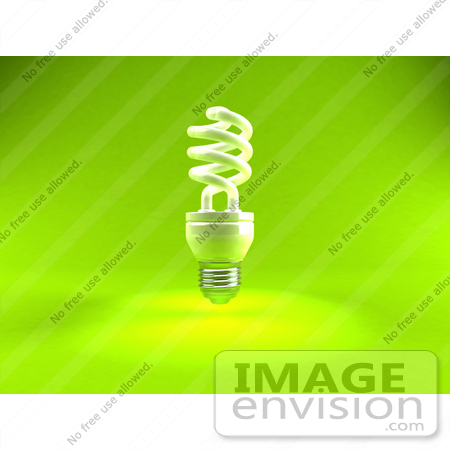 #44331 Royalty-Free (RF) Illustration of a Green 3d Spiral Fluorescent Light - Version 1 by Julos