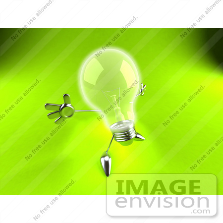 #44332 Royalty-Free (RF) Illustration of a 3d Incandescent Light Bulb Mascot Holding His Arms Out - Version 3 by Julos