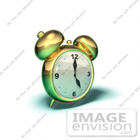 #44351 Royalty-Free (RF) Illustration of a 3d Gold Alarm Clock - Version 7 by Julos