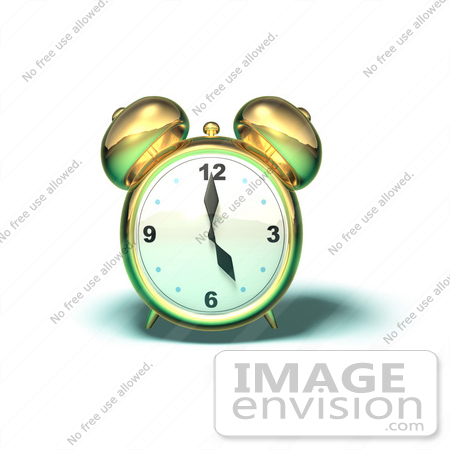 #44352 Royalty-Free (RF) Illustration of a 3d Gold Alarm Clock - Version 6 by Julos