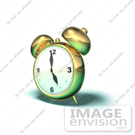#44353 Royalty-Free (RF) Illustration of a 3d Gold Alarm Clock - Version 5 by Julos