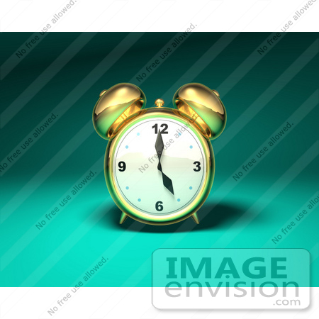 #44354 Royalty-Free (RF) Illustration of a 3d Gold Alarm Clock - Version 3 by Julos