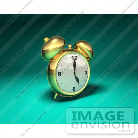 #44355 Royalty-Free (RF) Illustration of a 3d Gold Alarm Clock - Version 1 by Julos