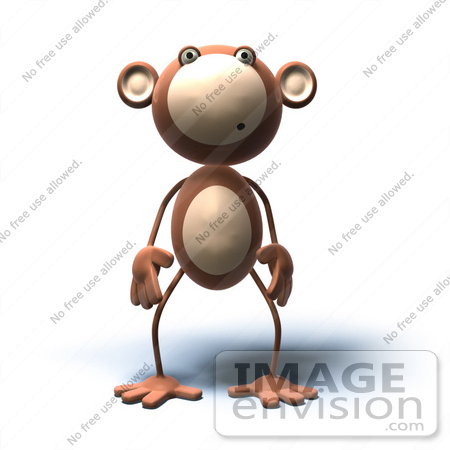 #44392 Royalty-Free (RF) Illustration of a 3d Monkey Mascot With A Confused Expression - Version 2 by Julos