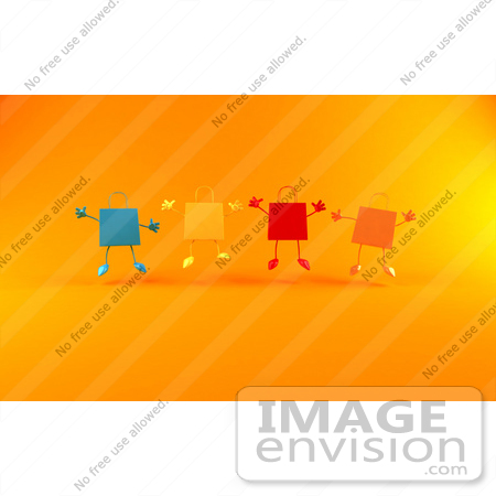#44444 Royalty-Free (RF) Illustration of a 3d Group Of Colorful Shopping Bags Jumping - Version 2 by Julos