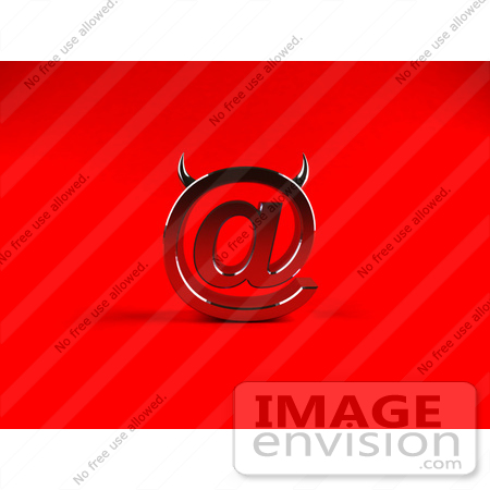 #44447 Royalty-Free (RF) Illustration of a 3d Devil Red Arobase At Symbol With Horns - Version 1 by Julos