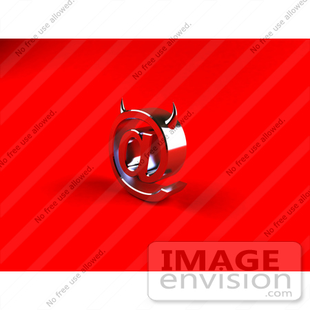 #44449 Royalty-Free (RF) Illustration of a 3d Devil Red Arobase At Symbol With Horns - Version 2 by Julos