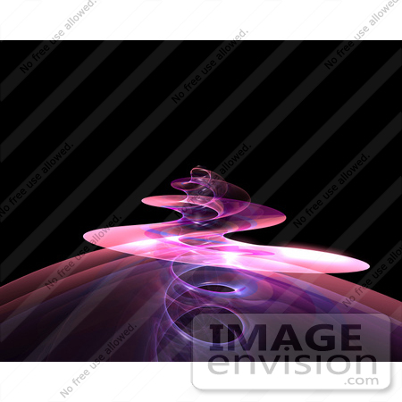 #44451 Royalty-Free (RF) Illustration of a Spiraling Pink Fractal Tendril Rising Over Black by Julos