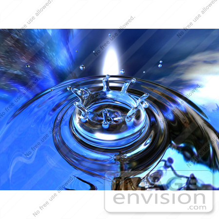 #44452 Royalty-Free (RF) Illustration of a Blue Water Drop And Ripple Background by Julos