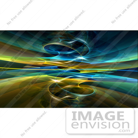 #44455 Royalty-Free (RF) Illustration of a Background Of A Circling Blue And Yellow Fractal Reflection by Julos