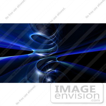 #44460 Royalty-Free (RF) Illustration of a Background Of Blue Spiraling Fractals On Black by Julos