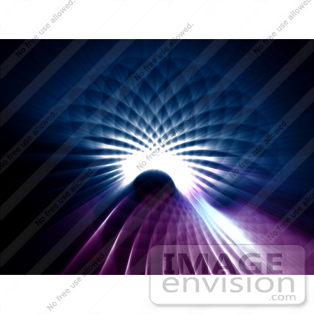 #44480 Royalty-Free (RF) Illustration of a Purple And Blue Grid Tunnel Background by Julos