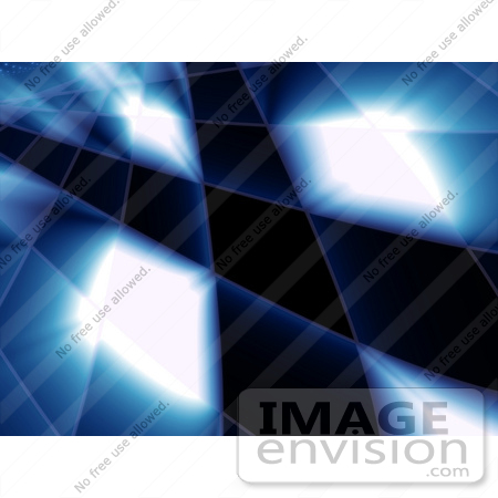 #44493 Royalty-Free (RF) Illustration of a Blue Grid And Swoosh Background On Black - Version 2 by Julos