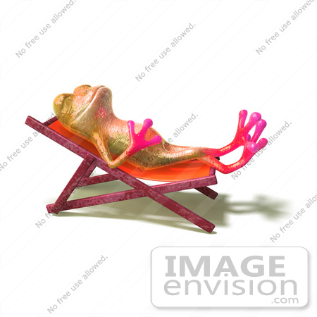 #44511 Royalty-Free (RF) Illustration of a Cute 3d Pink Tree Frog Mascot Sun Bathing - Pose 1 by Julos