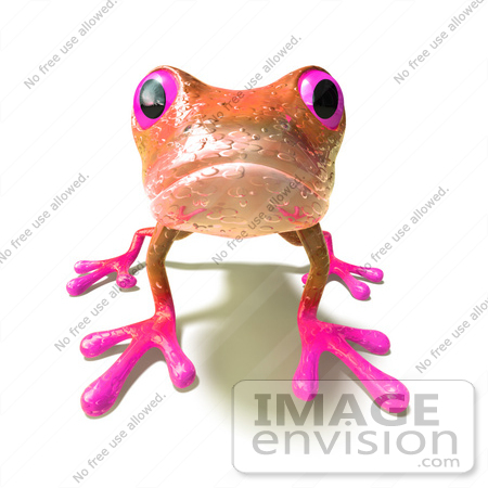 #44512 Royalty-Free (RF) Illustration of a Cute 3d Pink Tree Frog Mascot On All Fours, Looking Forward - Version 1 by Julos