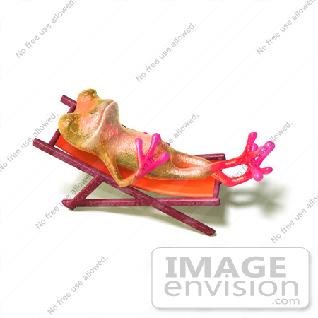 #44515 Royalty-Free (RF) Illustration of a Cute 3d Pink Tree Frog Mascot Sun Bathing - Pose 2 by Julos