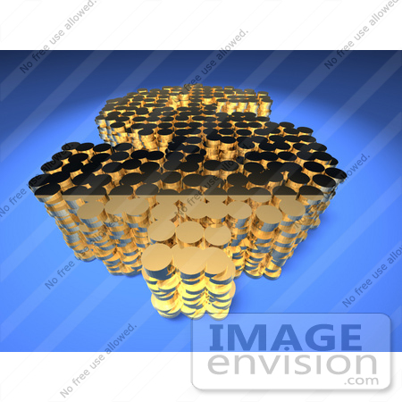 #44519 Royalty-Free (RF) Illustration of a 3d Dollar Symbol Formed Of Golden Coins - Version 1 by Julos