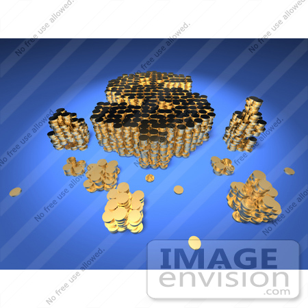 #44520 Royalty-Free (RF) Illustration of a 3d Dollar Symbol Formed Of Golden Coins - Version 4 by Julos