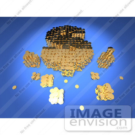 #44526 Royalty-Free (RF) Illustration of a 3d Dollar Symbol Formed Of Golden Coins - Version 2 by Julos