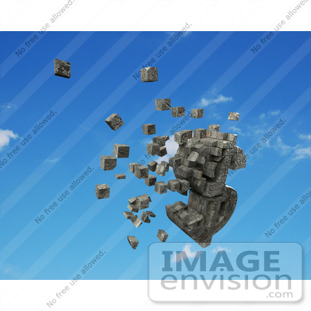#44530 Royalty-Free (RF) Illustration of a 3d Dollar Symbol Made Of Stone Blocks, Particles Floating - Version 6 by Julos