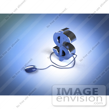 #44534 Royalty-Free (RF) Illustration of a Blue 3d Dollar Symbol With A Computer Mouse - Version 2 by Julos