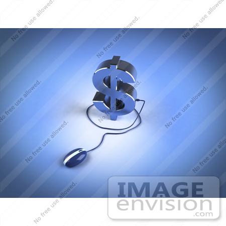 #44535 Royalty-Free (RF) Illustration of a Blue 3d Dollar Symbol With A Computer Mouse - Version 1 by Julos