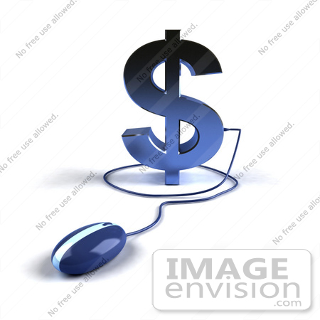 #44549 Royalty-Free (RF) Illustration of a Blue 3d Dollar Sign With A Computer Mouse - Version 4 by Julos