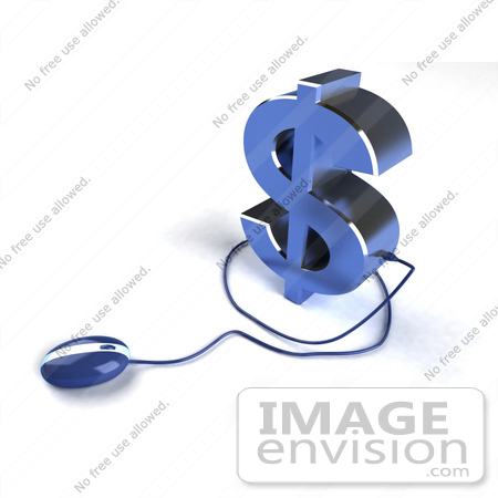 #44550 Royalty-Free (RF) Illustration of a Blue 3d Dollar Sign With A Computer Mouse - Version 6 by Julos