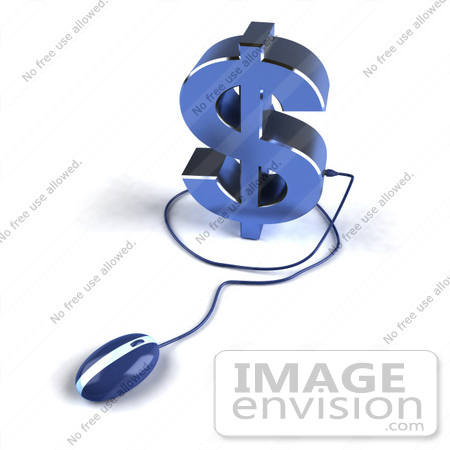 #44551 Royalty-Free (RF) Illustration of a Blue 3d Dollar Sign With A Computer Mouse - Version 5 by Julos