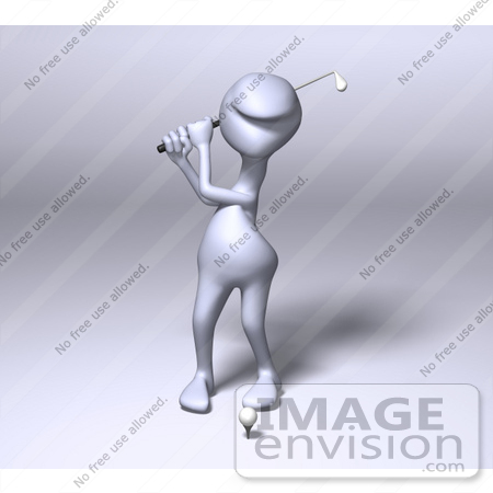 #44560 Royalty-Free (RF) Illustration of a 3d Human Like Character Golfing - Version 1 by Julos