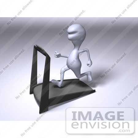 #44561 Royalty-Free (RF) Illustration of a 3d Human Like Character Running On A Treadmill - Version 1 by Julos