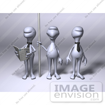 #44563 Royalty-Free (RF) Illustration of 3d Human Like Characters Standing By A Pole by Julos