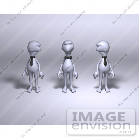 #44564 Royalty-Free (RF) Illustration of Three 3d Human Like Characters Wearing Ties by Julos
