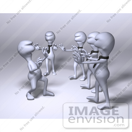 #44565 Royalty-Free (RF) Illustration of a Group Of Excited 3d Business Human Like Characters - Version 2 by Julos