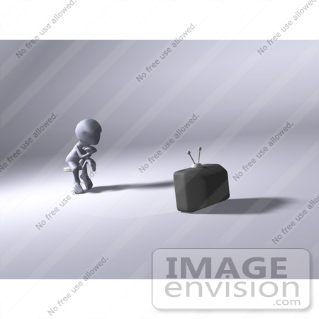 #44567 Royalty-Free (RF) Illustration of a 3d Human Like Character Watching Tv - Version 2 by Julos