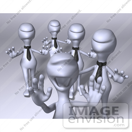 #44568 Royalty-Free (RF) Illustration of a Group Of Excited 3d Business Human Like Characters - Version 1 by Julos