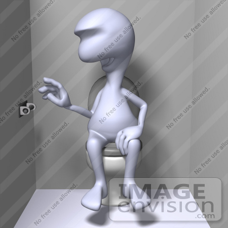 #44570 Royalty-Free (RF) Illustration of a 3d Human Like Character Sitting On A Toilet And Realizing The Stall Is Out Of Toilet Paper by Julos