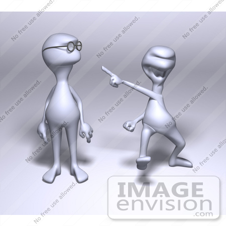#44574 Royalty-Free (RF) Illustration of a 3d Human Like Character Laughing And Making Fun Of Another For Wearing Glasses by Julos