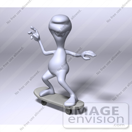 #44575 Royalty-Free (RF) Illustration of a 3d Human Like Character Skateboarding by Julos