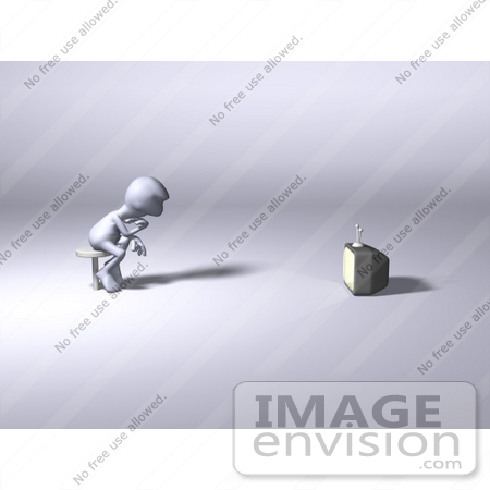 #44578 Royalty-Free (RF) Illustration of a 3d Human Like Character Watching Tv - Version 1 by Julos